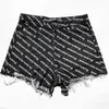 Denim Shorts Women Brand Pants Hyun Ya Wind Trend Classic Full Printed Letters Summer High Quality Casual Waist