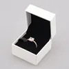 Square Sparkle Halo Rings CZ diamant Kvinnor Bröllopssmycken 925 Sterling Silver Guldpläterad Ring med box set för pandora