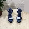 Frauen 2022 Sommer Neue Designer Plattform Hohe Klobige Ferse Sandale Damen Elegante Offene spitze Knöchel Schnalle Denim Slipper Schuhe