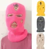 Embroidery Clava Masks Motorcycle 3 Hole Full Face Knit Ski Mask Beanie Hatbeanie GCB14987