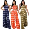 Robes décontractées été Tie Dye femmes ensemble pour élégant sans manches plage irrégulière Crop hauts jambe large pantalon droit correspondant à deux 2 pièces SetCas