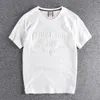 Été À Manches Courtes O-cou 3D Lettre Imprimé T-shirt Hommes Mode Rétro Pur Coton Lavé Vieux Couples Lâches Casual Tops 220509