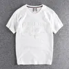 Sommer Kurzarm Oansatz 3D Brief Gedruckt T-shirt männer Mode Retro Reine Baumwolle Gewaschen Alte Lose Paare Casual Tops 220509