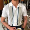 Erkekler snitwear kısa kollu polo gömlek rahat ince yaka düğmesi hırka nefes alabilen yaz moda kıyafetleri 220614