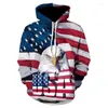 Sweats à capuche pour hommes Sweatshirts Marque 3D Imprimer Fun Design Usa Flag Sweat à capuche Mode Hommes et femmes Sports Street Wear Skateboard Mince