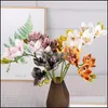 Um Sil Oriental Cymum Orc Flower Ramo Artificial de Boa Qualidade Phalaenopsis Borboleta 6 Cabeças Gota entrega 2021 Flores Decorativas