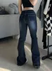 Calça de jeans flare feminina calça baixa de cintura vintage calça jeans de rua de streetwear mamãe casual da moda coreana y2k jeans grunge t220728