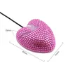 Wired Computer Mouse USB Optical Cute Pink Love Heart With Diamond Super Slim PC Mause 3D For Friends Girls Kids For Laptop
