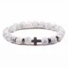 Wholele handgefertigtes 8-mm-Naturstein-Tigerauge-Lava-Howlith-Perlen-Hämatit-Kreuz-Edelstein-Armband für Männer und Frauen