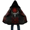 Heren Trench Coats Winter Heren Cape Viking Odin Tattoo 3D Dikke Fleece Hooded Jacked Jacket Unisex Casual Warm Jackets's