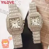 Para hombre para mujer Diseñadores Amantes Reloj 40 mm / 34 mm Completo 316L Pareja de acero inoxidable Reloj impermeable Japón Cuarzo Clásico Montre de Luxe Diamantes Relojes de pulsera cuadrados