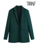 TRAF femmes mode tenue de bureau simple bouton Blazer manteau Vintage à manches longues dos évents vêtements de dessus pour femmes Chic Veste 220402