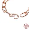 925 Silber Charms Armreif, Roségold, echte 925er Silberperlen, passend für Pandora-Armbänder