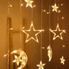 Saiten Ramadan Dekoration 2022 Weihnachtsgirlande Feston LED Star Moon Fairy Vorhang Lichter für Home Wedding Party Dekorled