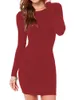 Kvinnor Autumn Winter Sexig Casual Dress Fashion Elegent Black Dress Vestidos Long Sleeve 220521