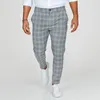 Men's Pants Spring Fashion Plaid Printed Pencil For Mens Vintage Mid Waist Button Trouser Male Summer Casual Long Pant Streetwear 220826