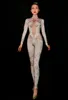 Stage Wear Show Strass Jumpsuit Leggings Stretch Sexy Kostuum Vrouwen Nachtclub Party Dance Bodysuit Mode Rompertjes Stage