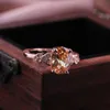 Wedding Rings Eternal Ring With Champagne Oval Cutting CZ Prong Setting Rose Gold Color Luxury Engagement For WomenWedding