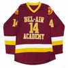 A3740 Bel-Air Academy 14 Will Smith Movie Hockey maillot cousu 100% broderie hommes femmes jeunes Hockey maillots rouges