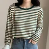 Cotton T Shirt Women Summer Striped Tshirts dla kobiet odzież Casual Podstawowa koszulka damska luźne koszulki TEE TOPS Tshirt 220511