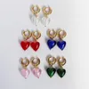 Dangle & Chandelier Solid Glass Heart Earrings Vintage High Imitation Beads Gold Circle Eardrops Women Jewelry Golden Punk StyleDangle