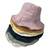 2022 Yeni Ins Kore Balıkçı Şapkası Kadın İlkbahar ve Yaz Işığı ve Yumuşak Çizgili Kova Şapkası Japonca Basit Güneşlik Panama Şapkası Y220708