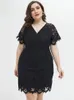 Robes de grande taille pour femmes, vêtements décontractés, col en V, robe de demoiselle d'honneur, mode été élégante en dentelle, robe de demoiselle d'honneur Sexy, 2022