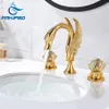 Bathroom Sink Faucets Crystal Handle Swan Basin Faucet Cold Mixer Torneira Taps Deck Mounted2507