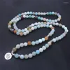 Moda Moda Moda Mulheres Pulseira fosca fosca Amazonite Contas com Lotus OM Buddha Charm Yoga Mala Colar Inte22