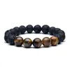 Beaded Strands Men039S pärlarmband armband 12mm Tiger Eye Lava Natural Stone Pärlor Strand Armband Armband för manliga smycken 3254020