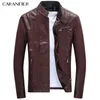 Caranfier Mens Pu Jackets rockar Motorcykelcyklist Faux Leather Jacket Men Autumn Winter Cloth Classic Thick Velvet Coat 220816