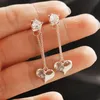 Dangle & Chandelier Romantic Heart Long Pendant 585 Rose Gold Color Drop Earrings For Women Cubic Zirconia 2022 Trend ES397 SSPDangle