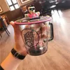 Starbucks Music DJ Mug with Bear Bear Silicone Lid Rainbow Glass Cup270O3029