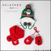 Mützen Hüte M376 Winter Warme Weihnachten Baby Strickmütze Fäustling Schal Set Kind Babys Beanie Handschuhe Kinder und ein Mxhome Dhtlw