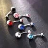 الفولاذ المقاوم للصدأ الكرة المزدوجة BELLY BELLY RING 14G منحني جسم ثقب السرة الحديدية للرجال والنساء 1267473