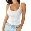 O Neck Summer Knit Top Sleeveless Women Sexy Basic T Shirt White Off Shoulder Ribbed Black Tank Top Casual Clothes