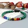 Beaded Strands 6mm Handmade 7 Chakra Knot Rope Buddha Bracelets Natural Lava Tiger Eye Malachite Stone Pulsera Jewelry For Men Women Lars22