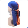 Headbands Hair Jewelry Unisex Men Women Breathable Bandana Hat Veet Durag Do Doo Du Rag Long Tail Headwrap Chemo Cap Solid Color Headwear 25