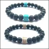 Brins de perles 4 styles carrés turquoise naturel bracelet bijoux 8 mm aromathérapie pierre de lave noire bricolage essentiel Oi Yydhhome Dhrld