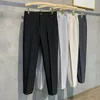 Pantalones casuales para hombre de primavera y verano, pantalones finos para hombre, pantalones ajustados de trabajo con cintura elástica, pantalones para correr para hombre, negro, gris, de talla grande 38 220705