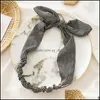 Head Bands Saç Takı Tavşan Kulak Kafa Baş Bandı Kadınlar Çizgili Elastik Saç Bantları Türban Streç Kafa Bantları Saç Bandı Headwear Bows Aksesuarlar