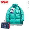 Herren Daunenmäntel Jacke verdicken NASA Winter Mode warm Jacquard Nylon Nähte Mantel Kapuze Kordelzug Buchstabe zwei verschiedene Stile