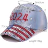 Neue Trump Casual Diamond Baseball Cap 2024 „I will Be Back“, verstellbare Baumwollmütze