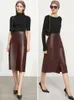 AMII Minimalism Rok Voor Dames Mode Hoge Taille Aline S Office Lady Mid Lengte Vrouwelijke Leer 12140717 220317