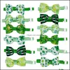 St. Patricks Day Dog Bowtie Lucky Green Trèfles Patterns Irish Festival Holiday Party Pets Supply Llb14124 Drop Delivery 2021 Autres fournitures