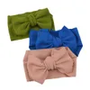 Fascia per capelli Waffle Bowknot Fascia per capelli Ragazze Solid Plain Candy Hairband Accessori per capelli per bambini Nylon Head Flower Boutique Elastic Turban Headwrap BB8055