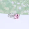 Anelli di nozze al dettaglio all'ingrosso Shining Pink CZ Zircon per donne gioielli USA Dimensioni 7 8 9 Claw Inlay Pong Defini