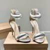 Gianvito 10.5cm stiletto Heels Sandals sky-high heel for women summer luxury designer shoes Gold silver black Calf leather foot strap heeled Rear zipper footwear