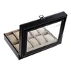 Titta på rutor Fall YCys-Timetop Display Case Jewelry Collection Storage Organizer PU Box 10 Grid Deli22