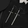 Dangle & Chandelier Punk Black Silver Alloy Cross Sword Drop Earrings Vintage Exaggerated Dagger Earring Fashion Women Jewelry GiftsDangle